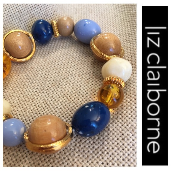 Vintage Liz Claiborne Stretch Bead Bracelet Wood - Picture 9 of 12